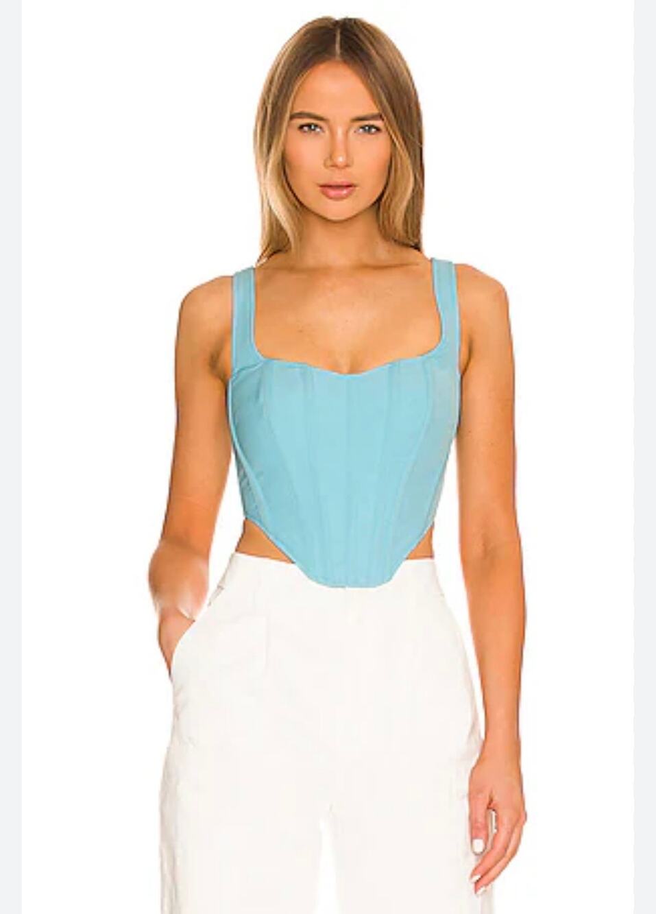 NWT Bardot Fitted Corset Bustier Women's 6/Medium Aqua Blue Romantic Rave Sexy
